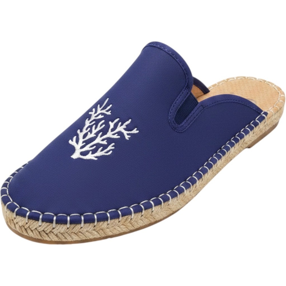 Sea Star Beachwear Mules Womens 8 Blue Coral Espadrille Neoprene SlipOn Coastal